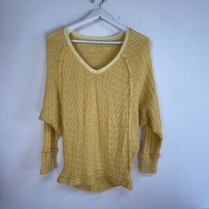 We The Free Womens Thien's Hacci Yellow Long Sleeve Sweater Top XS Pullover